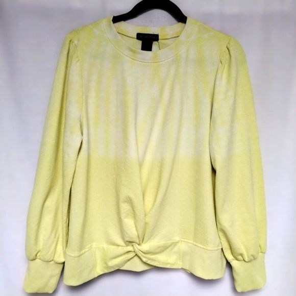 Design 365 Sweatshirt Yellow Tie Dye Faux Tie Wrap Front Sz Large Activewear - Picture 1 of 7
